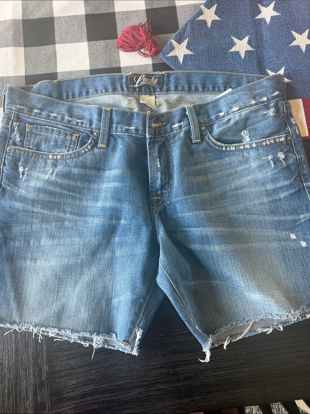 Lucky Brand Distressed Medium Blue Jean Shorts